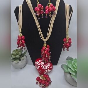 Elegant Red Heart Set (Necklace & Earings)